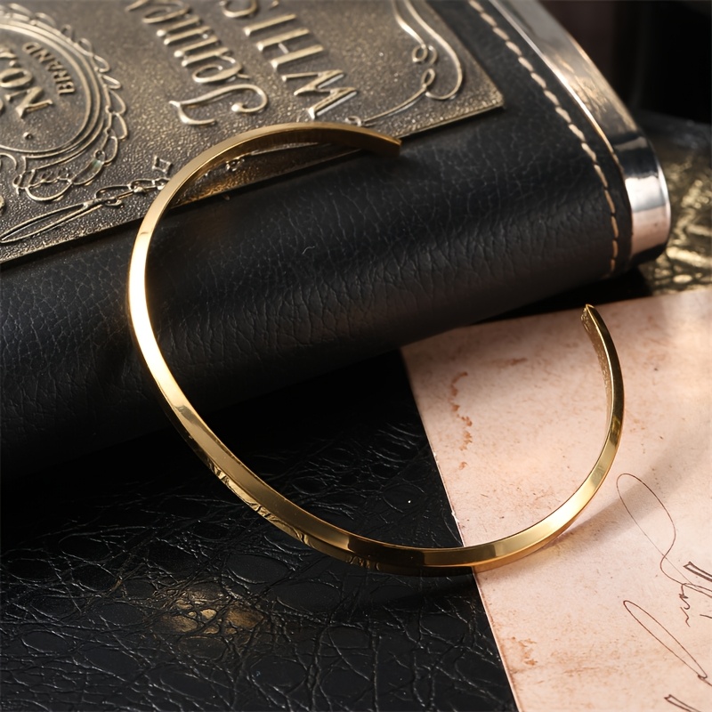 Men's Light Luxury Bevel-Cut Open Bangle Bracelet, Stylish